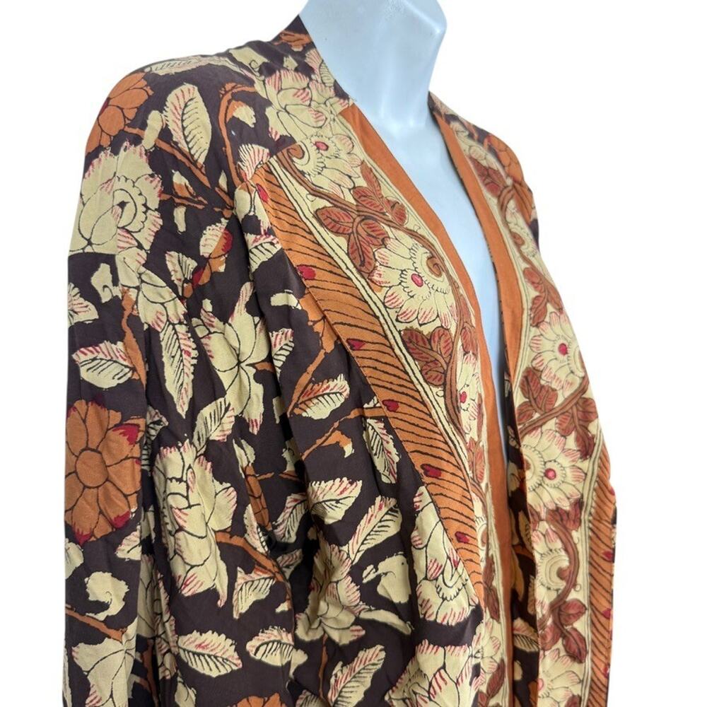 Soft Surroundings Womens Plus Size Floral Brown Kimono Open Jacket Lagenlook 1X - Picture 5 of 16